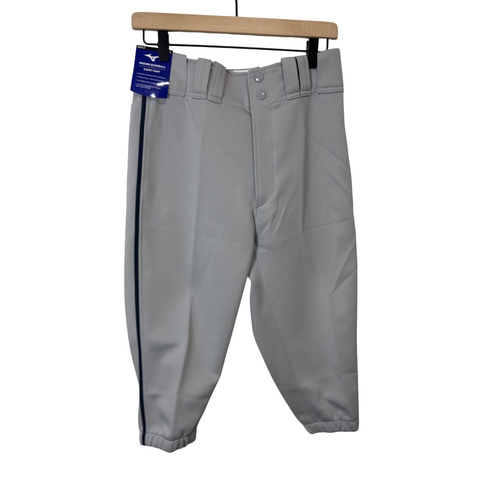 Mizuno Baseball Short Pant Adult Small Grey Navy Stripe Knicker Double Knit NWT